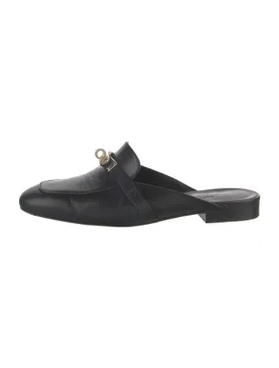 Pre-owned Hermes oz Leather Mules In Black