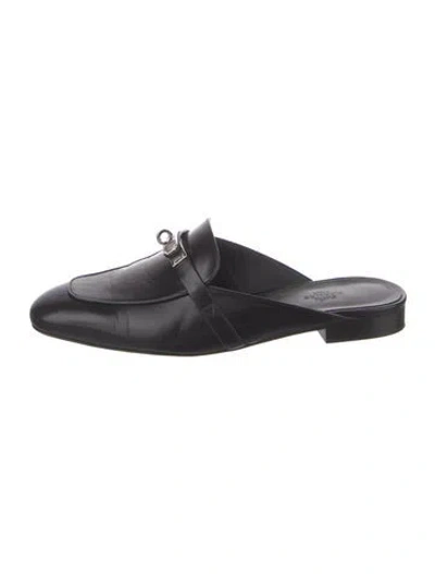Pre-owned Hermes oz Leather Mules In Black