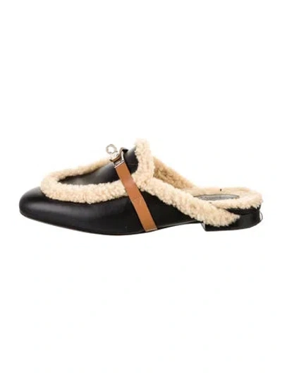 Pre-owned Hermes oz Leather Mules In Black