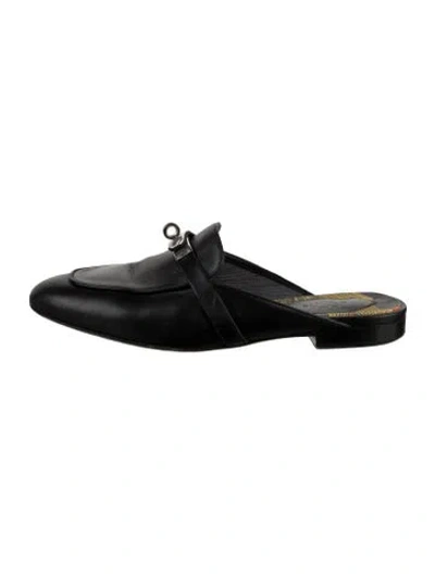 Pre-owned Hermes oz Leather Mules In Black
