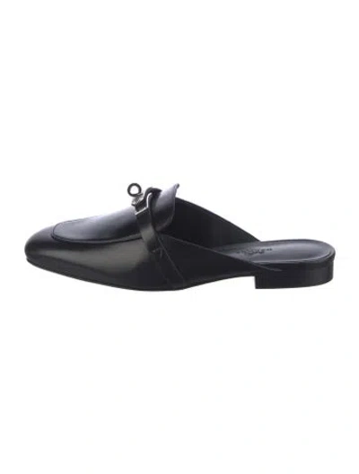 Pre-owned Hermes oz Leather Mules In Black
