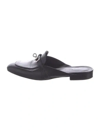 Pre-owned Hermes oz Leather Mules In Black