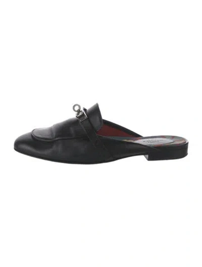 Pre-owned Hermes oz Leather Mules In Black