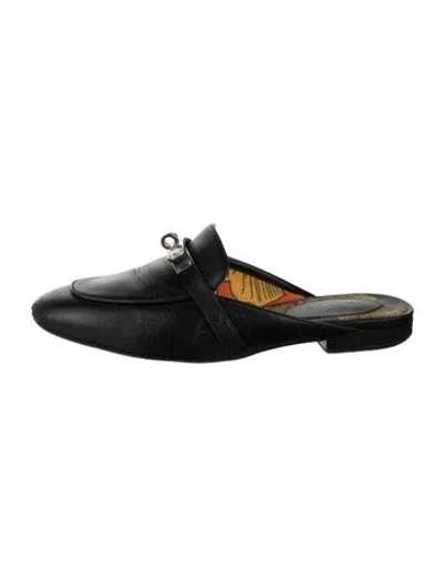 Pre-owned Hermes oz Leather Mules In Black