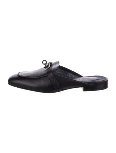 Pre-owned Hermes oz Leather Mules In Black