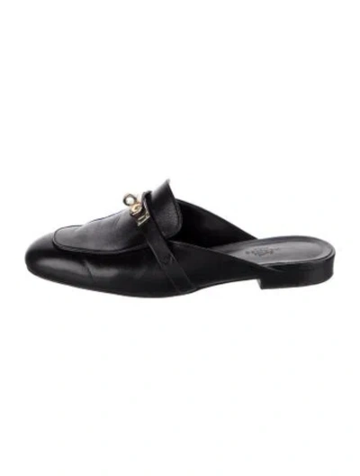 Pre-owned Hermes oz Leather Mules In Black