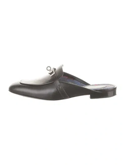 Pre-owned Hermes oz Leather Mules In Black