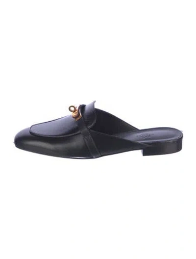 Pre-owned Hermes oz Leather Mules In Blue