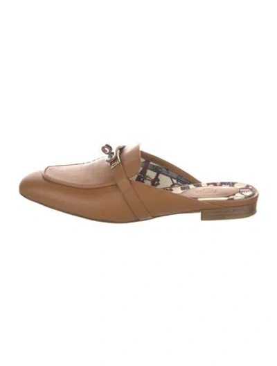 Pre-owned Hermes oz Leather Mules In Brown