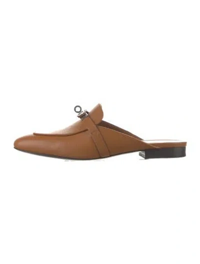 Pre-owned Hermes oz Leather Mules In Brown