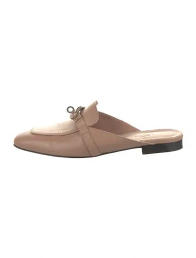 Pre-owned Hermes oz Leather Mules In Brown