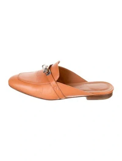 Pre-owned Hermes oz Leather Mules In Brown