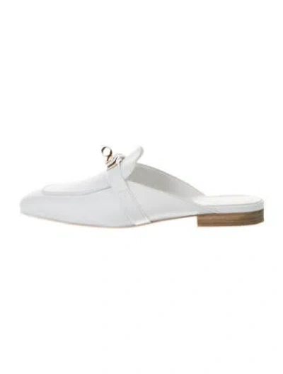 Pre-owned Hermes oz Leather Mules In Gray