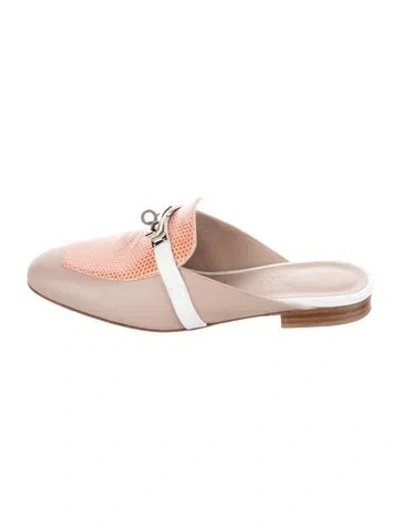 Pre-owned Hermes oz Leather Mules In Neutral