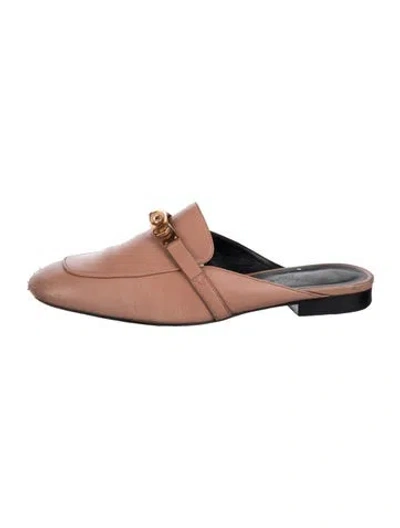 Pre-owned Hermes oz Leather Mules In Neutrals