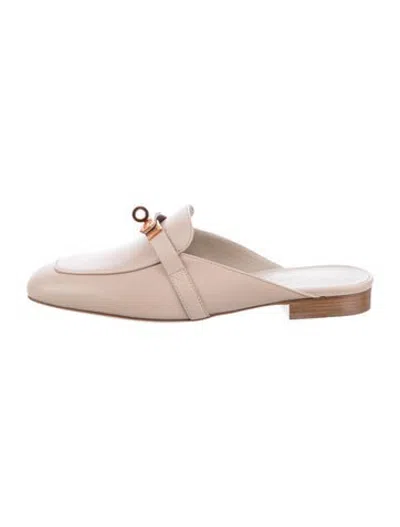 Pre-owned Hermes oz Leather Mules In Neutrals