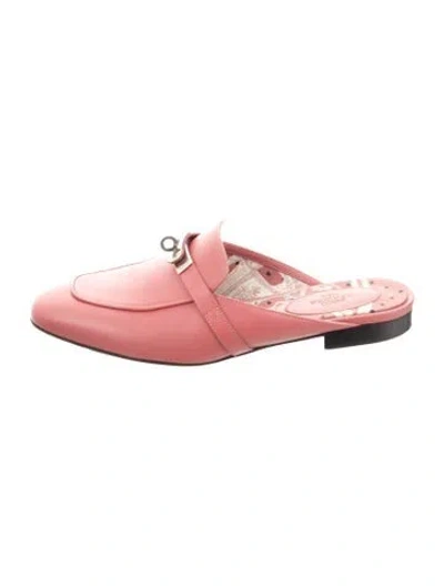 Pre-owned Hermes oz Leather Mules In Pink