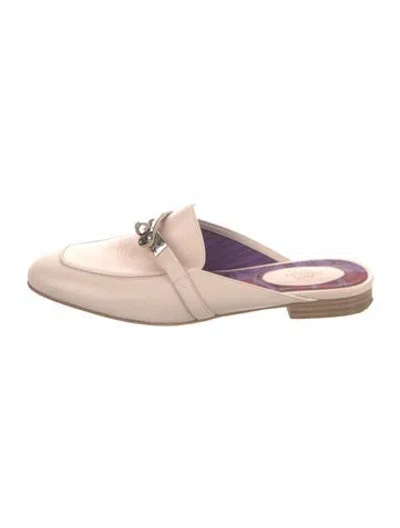 Pre-owned Hermes oz Leather Mules In Pink