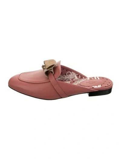 Pre-owned Hermes oz Leather Mules In Red