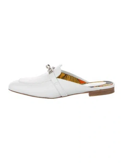Pre-owned Hermes oz Leather Mules In White