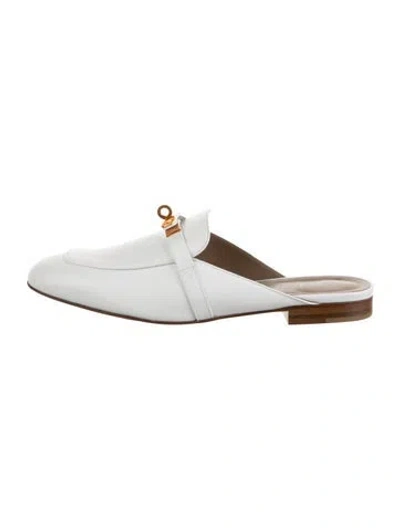 Pre-owned Hermes oz Leather Mules In White