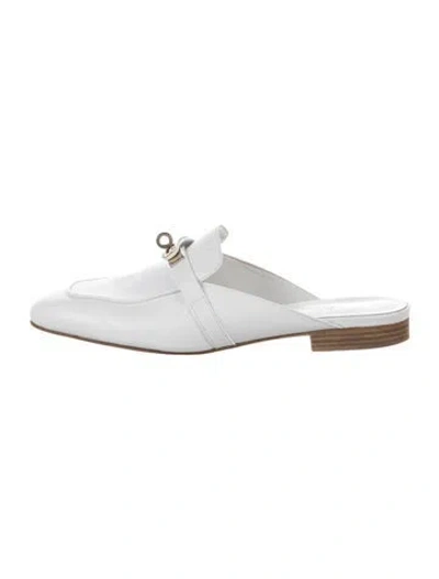 Pre-owned Hermes oz Leather Mules In White