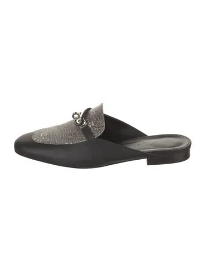 Pre-owned Hermes oz Lizard Mules In Black