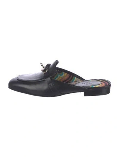 Pre-owned Hermes oz Mules Leather Mules In Blue