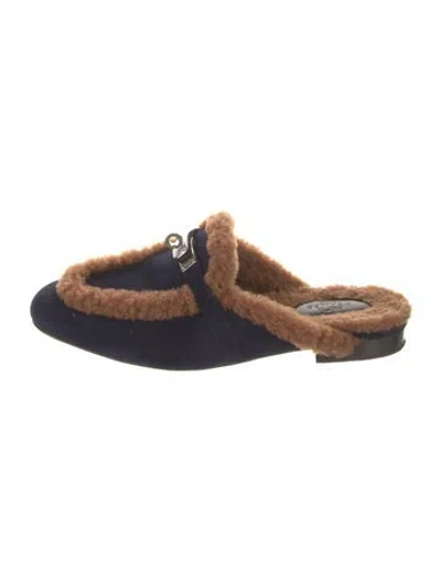 Pre-owned Hermes oz Suede Mules In Blue