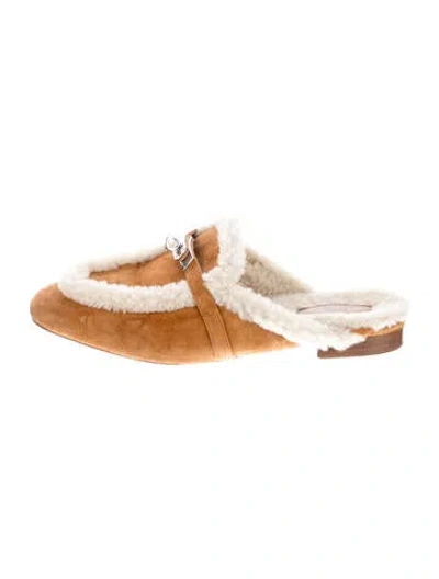Pre-owned Hermes oz Suede Mules In Brown