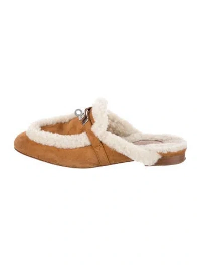 Pre-owned Hermes oz Suede Mules In Brown