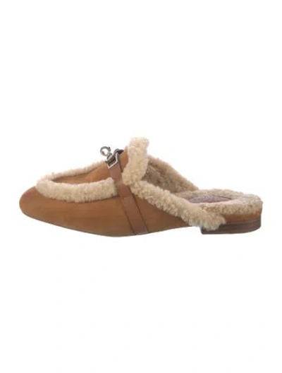 Pre-owned Hermes oz Suede Mules In Brown