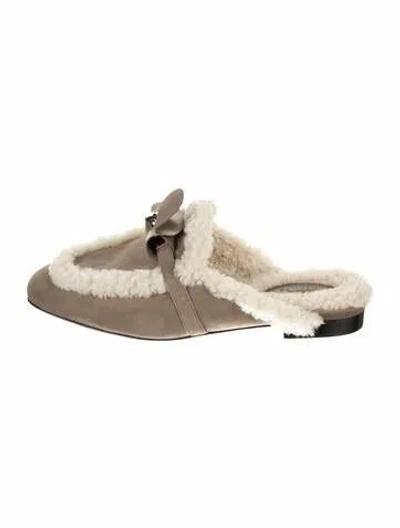 Pre-owned Hermes oz Suede Mules In Brown