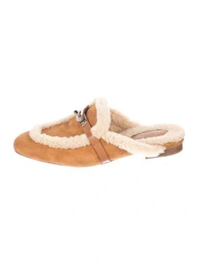 Pre-owned Hermes oz Suede Mules In Brown