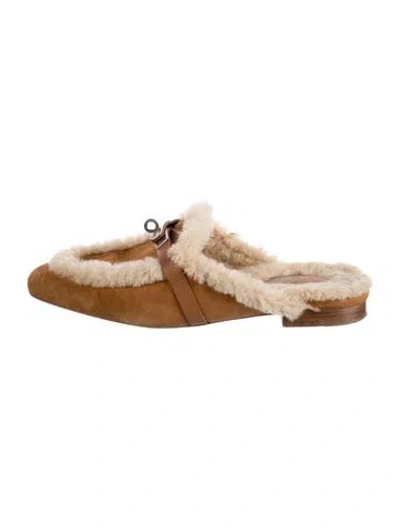 Pre-owned Hermes oz Suede Mules In Brown