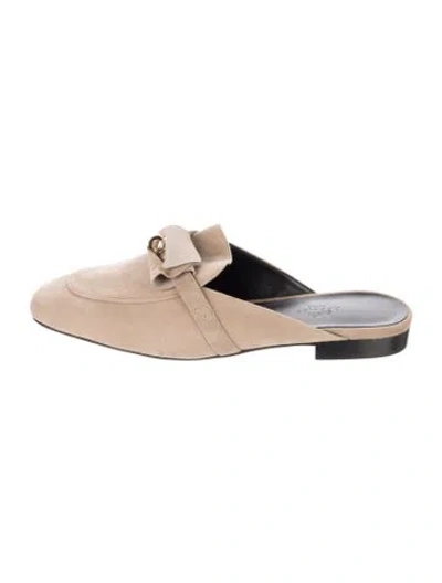 Pre-owned Hermes oz Suede Mules In Neutrals