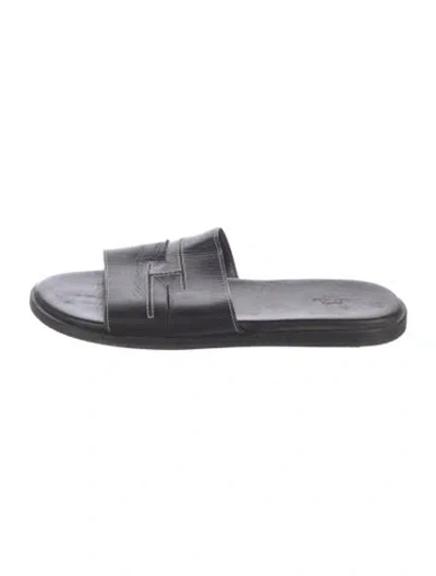 Pre-owned Hermes Pacific H H Logo Slides In Black