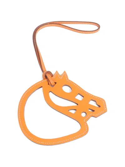 Pre-owned Hermes Paddock Bag Charm In Orange
