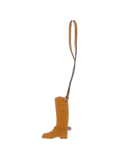 Pre-owned Hermes Paddock Calfskin Boots Charm In Brown