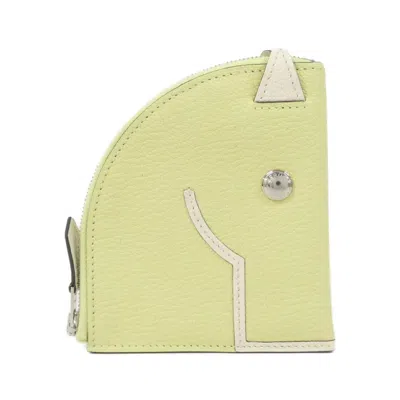 Pre-owned Hermes Paddock Leather Wallet () In Yellow