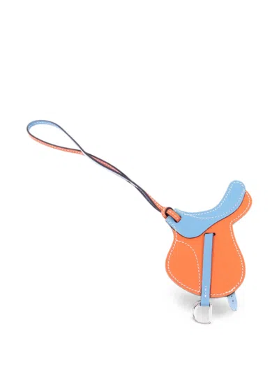 Pre-owned Hermes Paddock Saddle Bag Charm In Orange