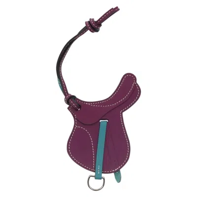Pre-owned Hermes Paddock Selle Bag Charm Leather Purple Leather Charms And Keychains Accessory ()