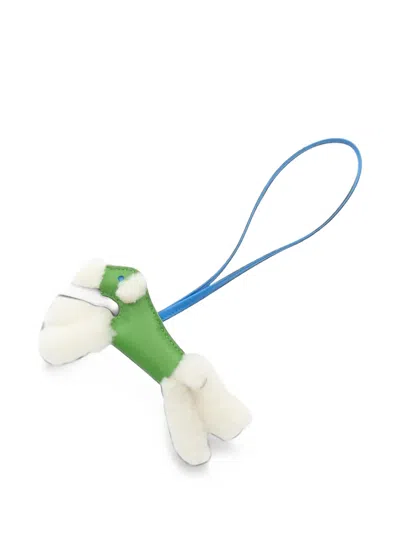 Pre-owned Hermes Paddy Shearling-trim Bag Charm In Green