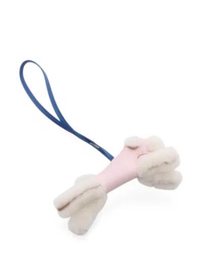 Pre-owned Hermes Paddy Sheepskin Bag Charm In Neutrals