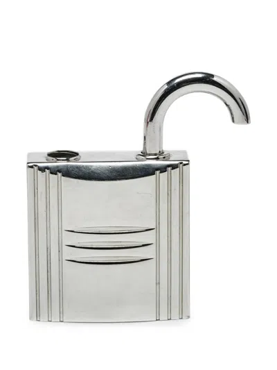 Pre-owned Hermes Padlock Refillable Bag Charm In Silver