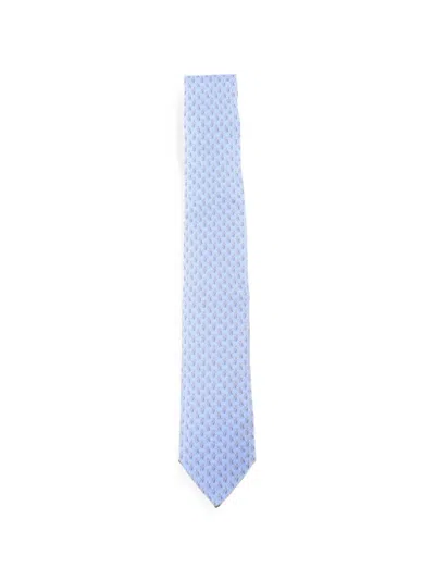 Pre-owned Hermes Padlock-print Tie In Blue