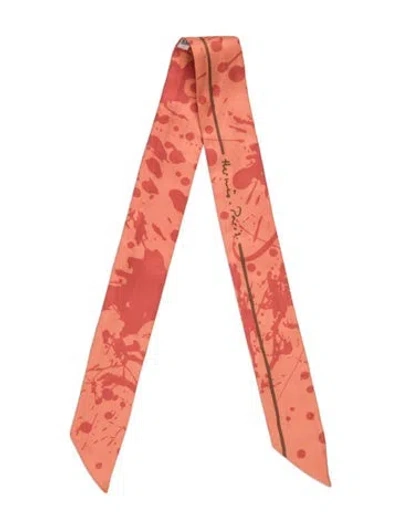 Pre-owned Hermes Paint Splatter Silk Twilly Scarf In Pink