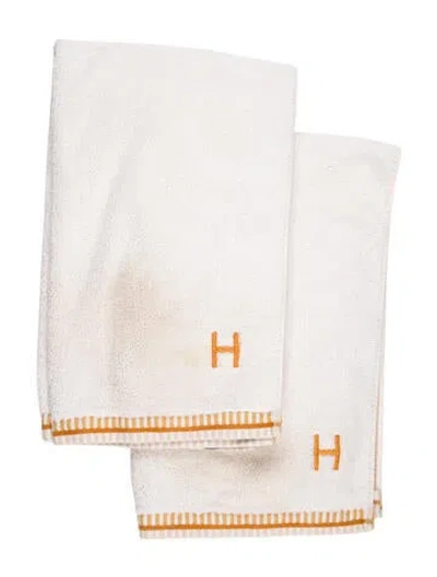 Pre-owned Hermes Pair Of Vice Versa Bath Towels In Neutrals