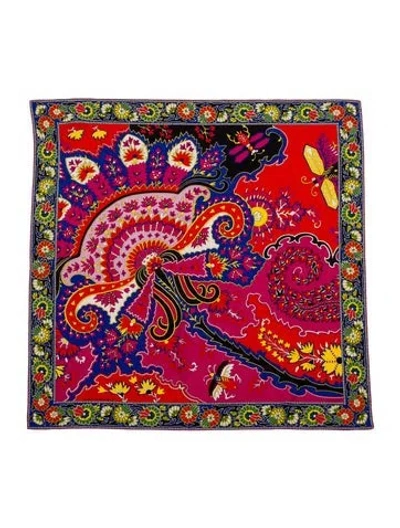 Pre-owned Hermes Paisley From Paisley Cashmere Shawl In Blue