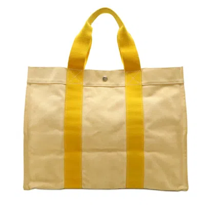 Pre-owned Hermes Pale Orange Yellow Toile H Tote Bag ()